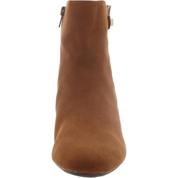 Alfani Womens Brown Hardware Accent Padded Paam Almond Toe Block Heel Zip-up Dre - Picture 3 of 5